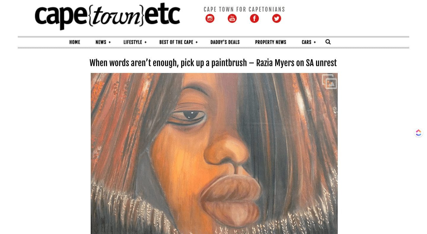 When words aren’t enough, pick up a paintbrush – Razia Myers on SA unrest When words aren’t enough, pick up a paintbrush – Razia Myers on SA unrest